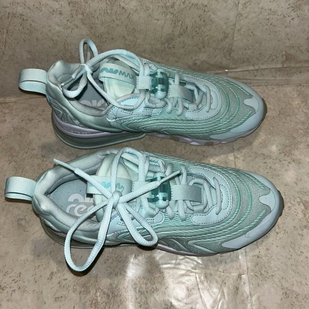 Nike Air Max 270 React ENG Teal White Athletic Lace Up Sneakers Women Size 7.5